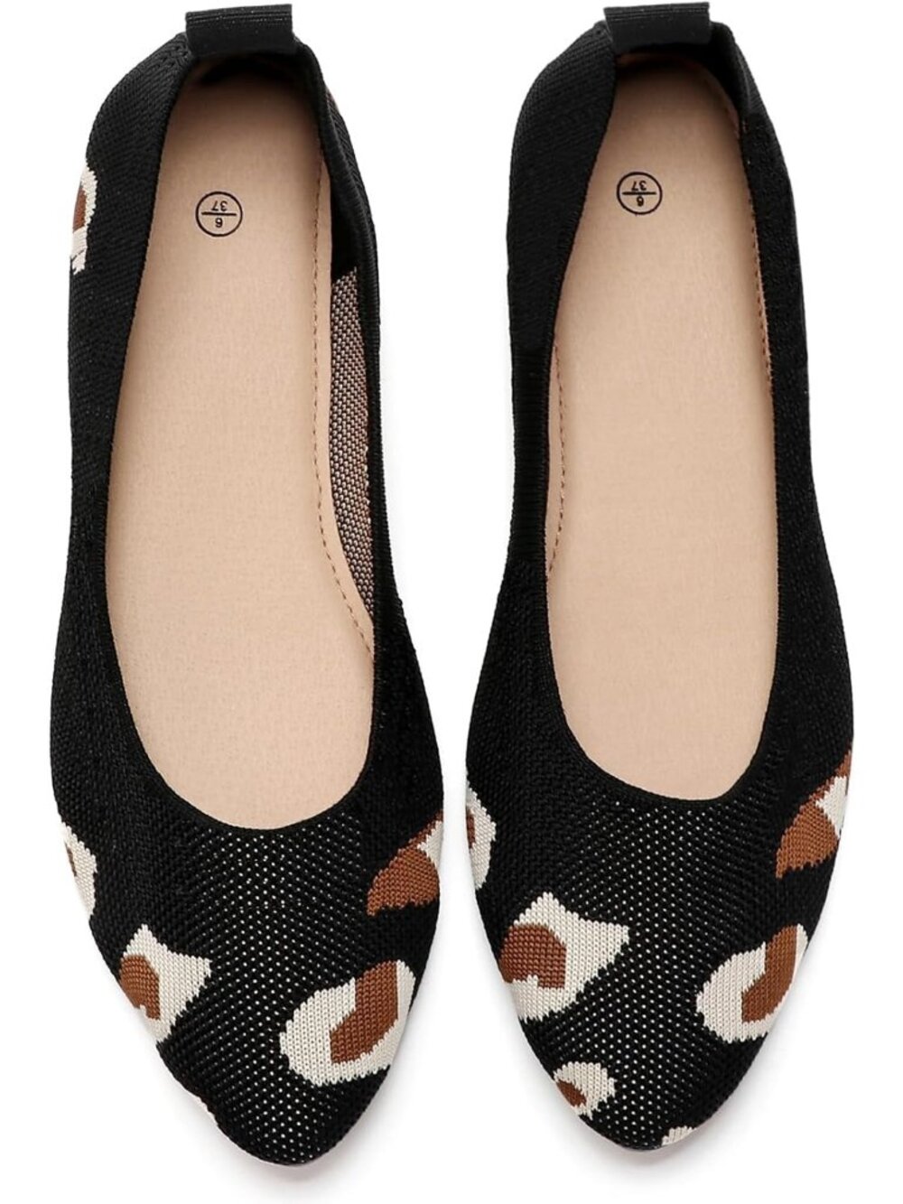 Women Leopard Mesh Comfortable Insole Solid Pointed Toe Ballet Casual Flat Shoes